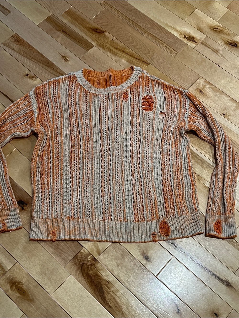 Joelle Distressed Knit Sweater – Size Medium – Boho Chic - Picture 2 of 6